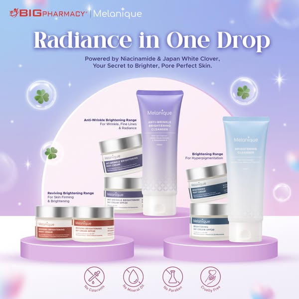 BIG Pharmacy brings you glowing skin, drop by drop ✨Introducing Melanique — your skincare upgrade for brighter, smoother, firmer skin!
