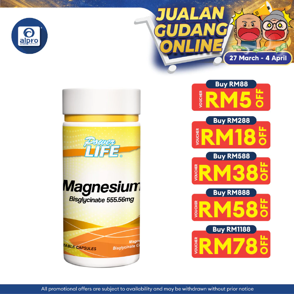Powerlife Magnesium 555.56mg (60 Capsules)